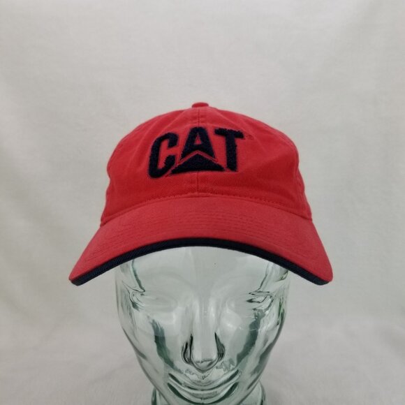 ✅Caterpillar CAT Authentic Baseball Cap Red Raised Black Logo Adjustable OSFA - Picture 5 of 11
